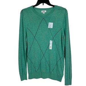 NWT CROFT & BARROW Men’s Pullover Sweater Sz Medium Multi Colors V-Neck